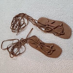 Free People Greek Leather Tan Sandals Size 38/8